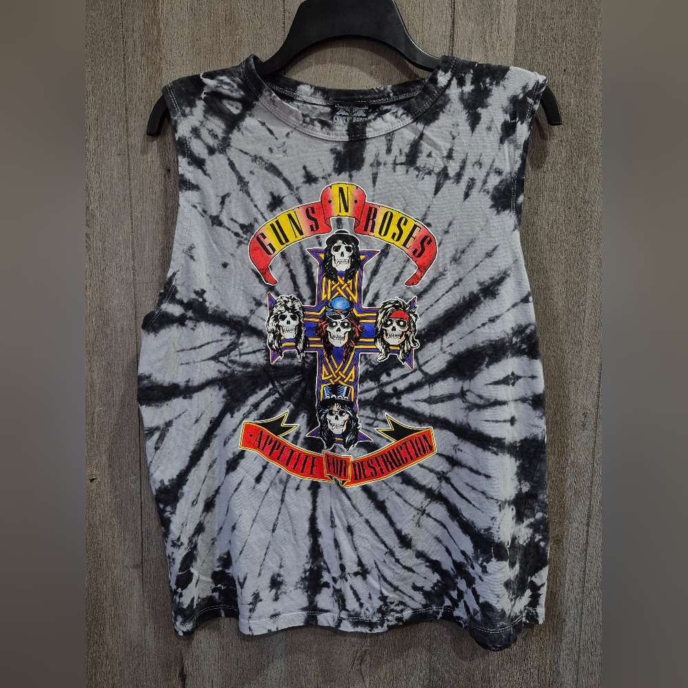 Guns N Roses Tank Top (Size M) Tie Dye Black White Rock Band